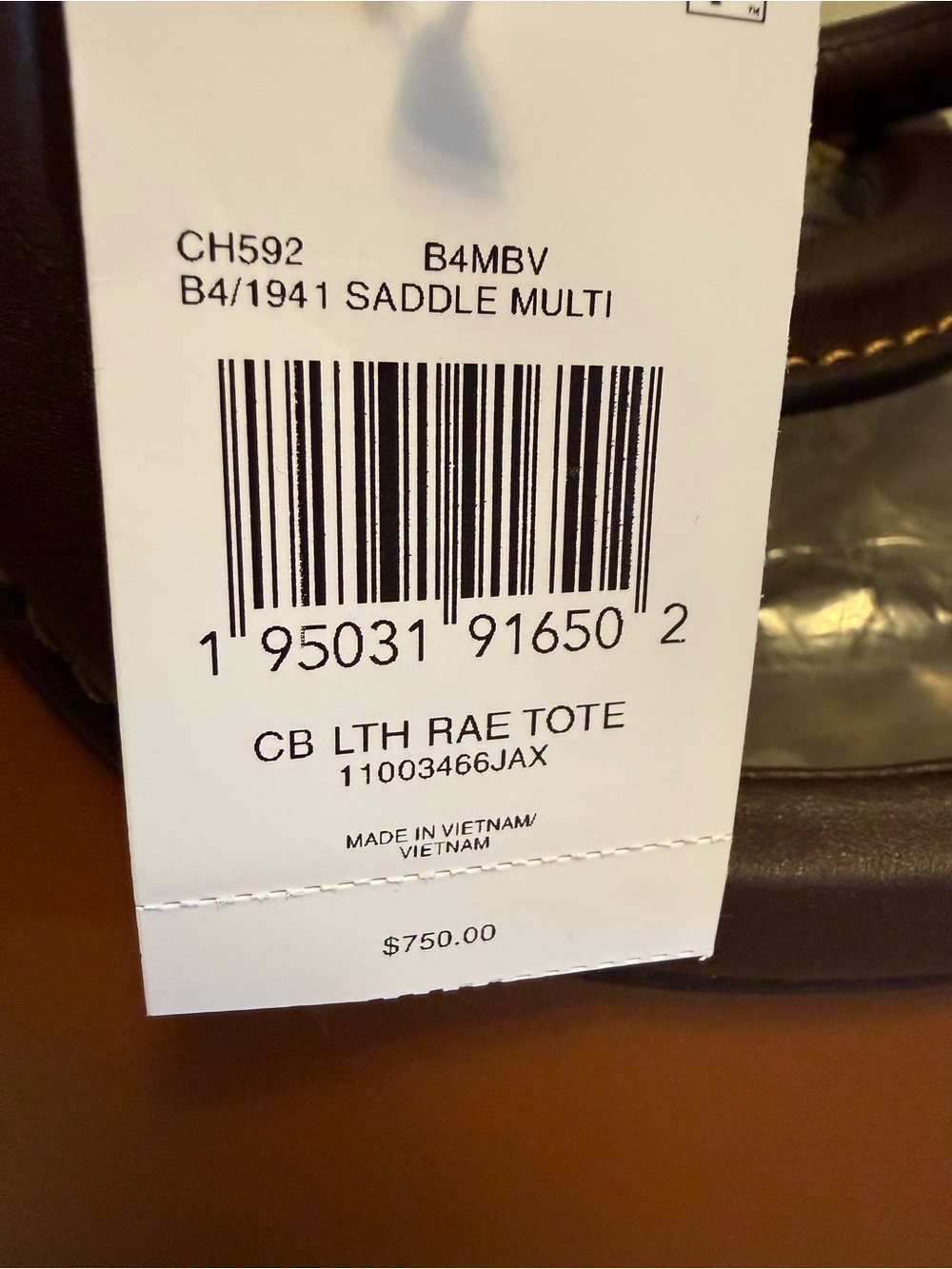 NWT COACH Brown-Tan Leather Rae Tote with Floral Charm - Picture 6 of 6